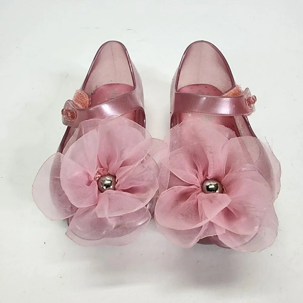 Mini Melissa Kids' Mini Ultragirl Chic mary‎ jane Flower Pink Toddler Size 5